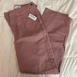 NWT pink high rise boyfriend fit pants. Adjustable waist. Tall fit.